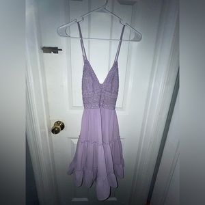 Pink Lily Purple Lace Tie Back Dress